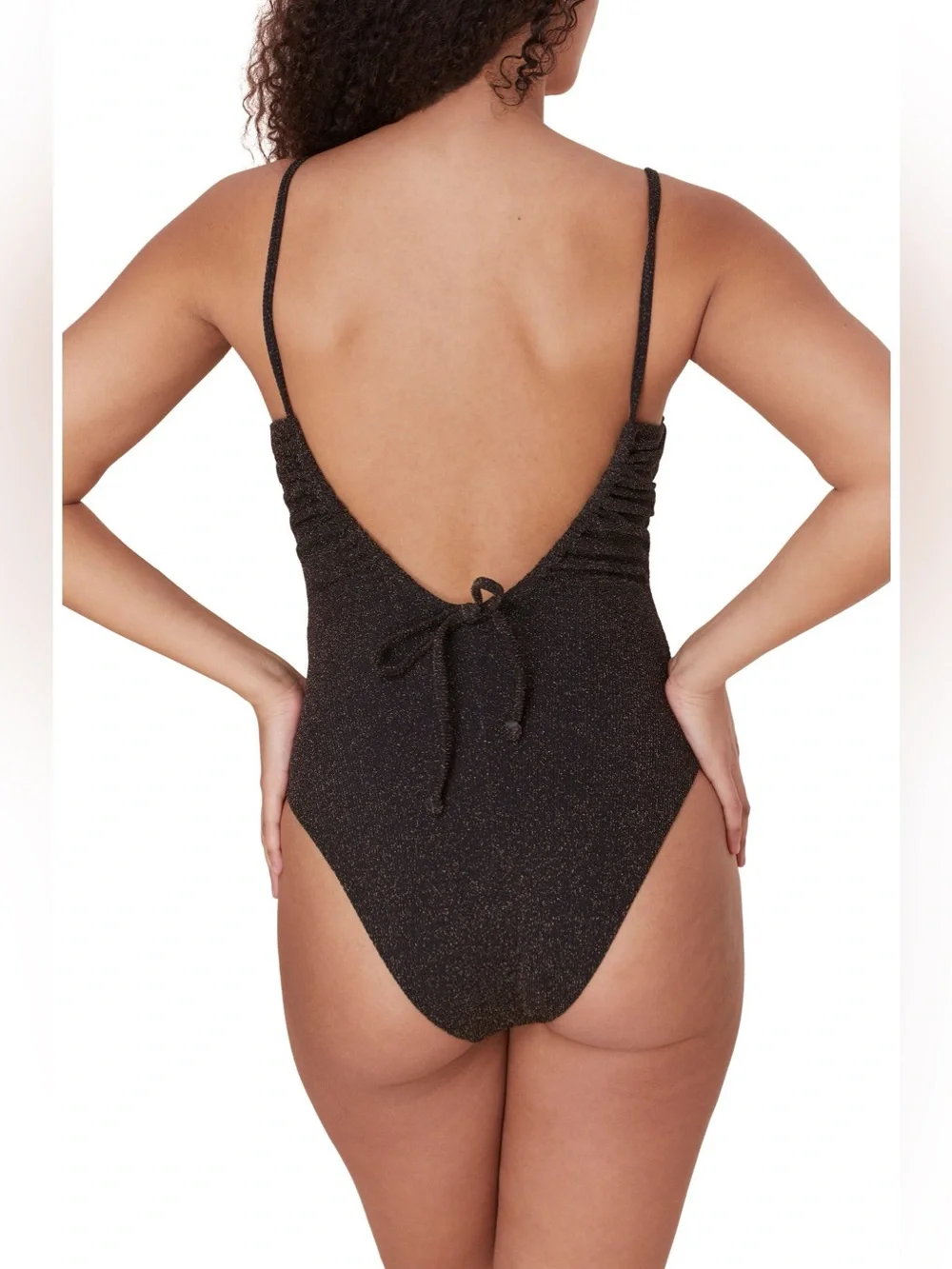 Andie Swim The Liku Metallic One-Piece Swimsuit Medium Adjustable Back